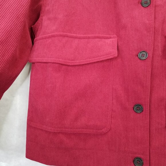 Avec Les Filles Cropped Corduroy Jacket Women XL Shacket Raspberry Red Button Up - Picture 7 of 16